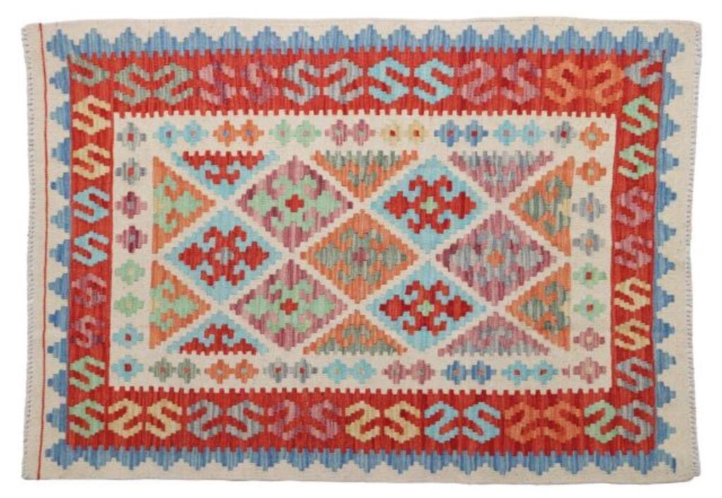 Appraisal: HAND-TIED KILIM RUG PAKISTAN ' X ' Hand-tied Kilim rug