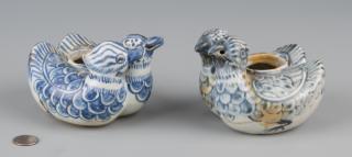 Appraisal: Ming Duck Form Water Droppers Two Chinese blue and white