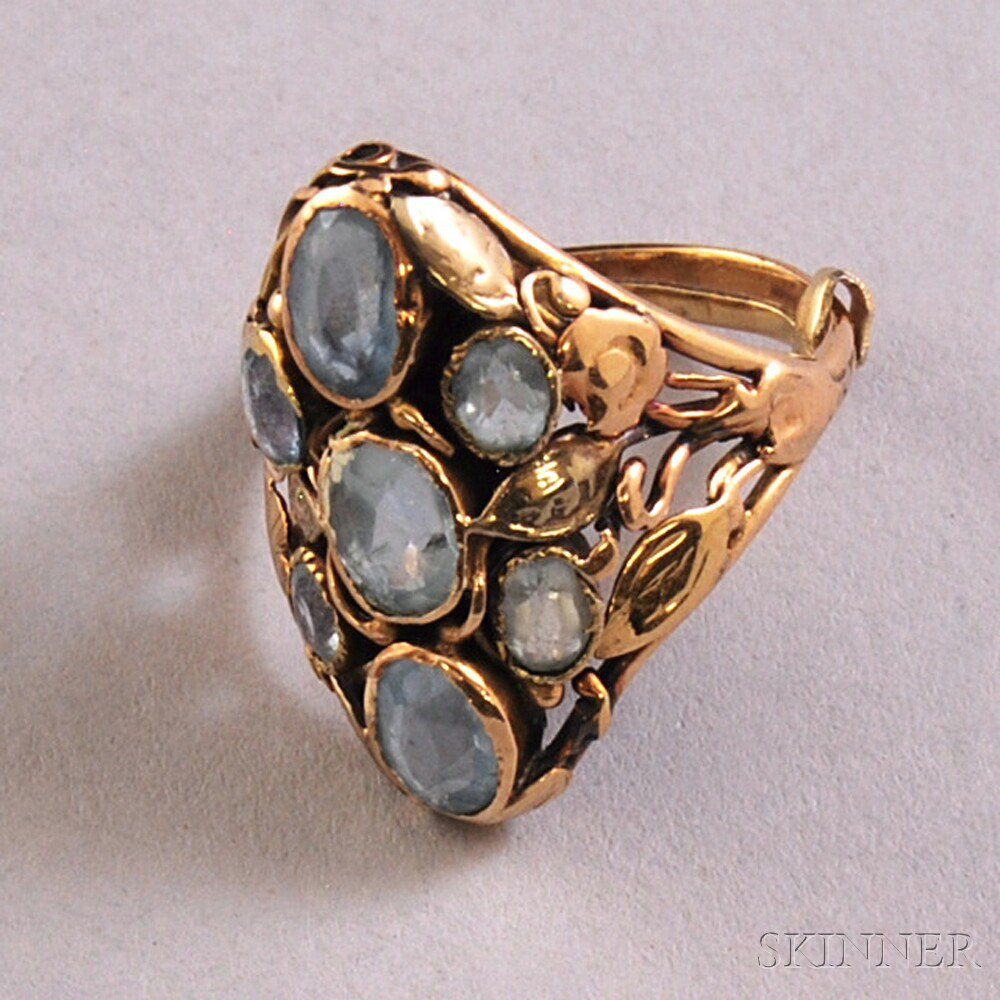 Appraisal: Antique-style kt Gold and Pale Blue Gemstone Ring set with