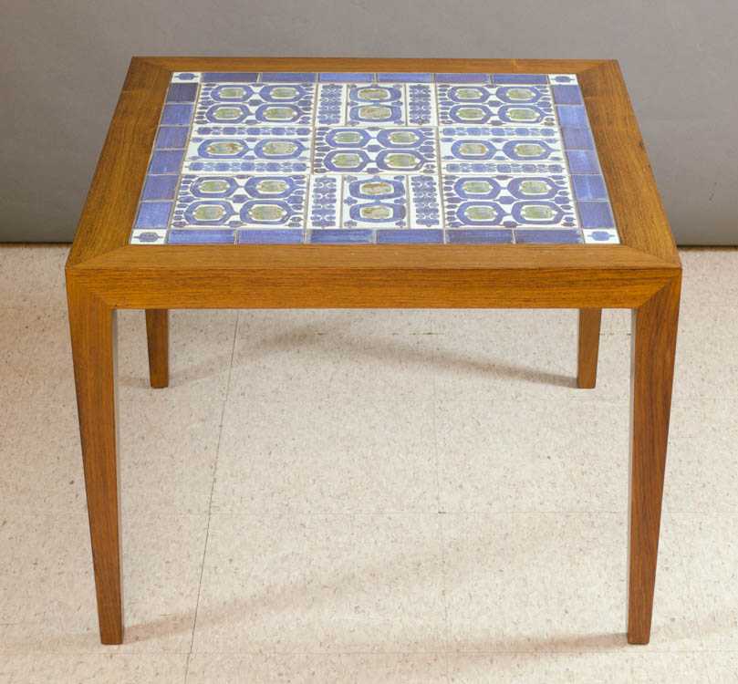 Appraisal: DANISH MID-CENTURY MODERN TILE-TOP LAMP TABLE Severin Hansen Jr design