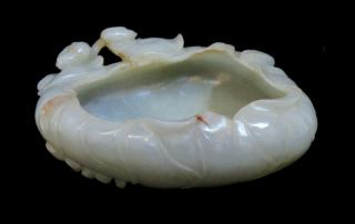 Appraisal: White Jade Brush Washer White Jade Brush Washer Lotus form