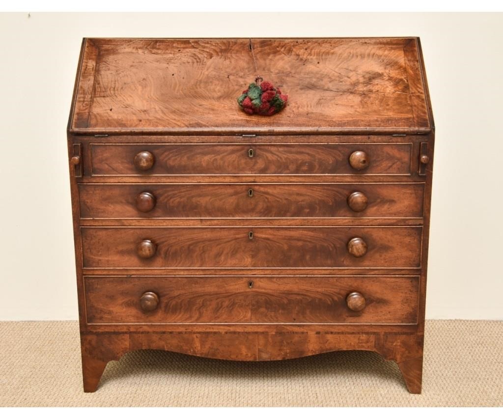 Appraisal: Georgian mahogany slant lid desk circa with document drawer and