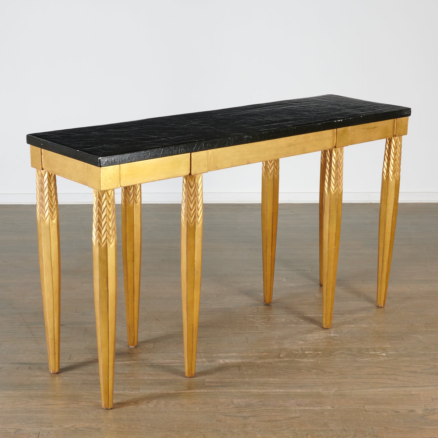 Appraisal: DESSIN FOURNIR RENE CONSOLE TABLE th c American black lacquered