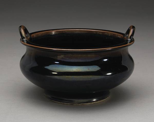 Appraisal: A black glazed porcelain censer Chenghua Mark Late th Early