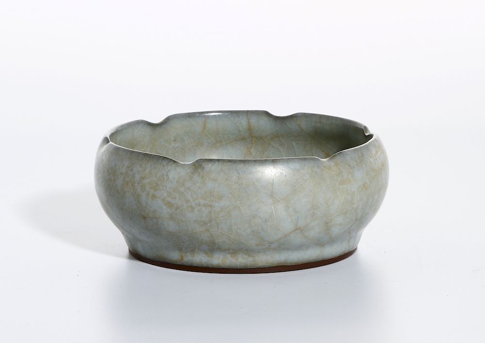 Appraisal: Chinese Longchuan Celadon Guan-Type Brushwasher Of curved sides rising from