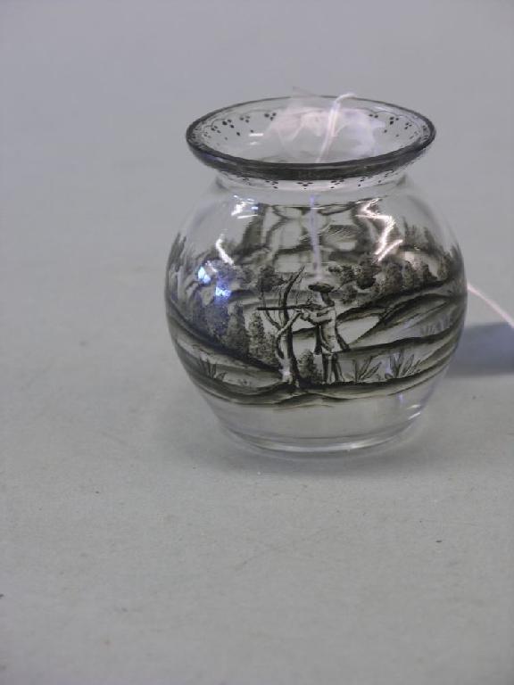 Appraisal: A late th century glass pot painted with a continuous