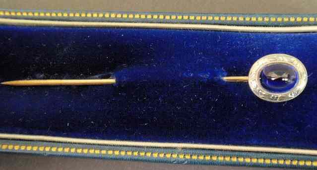 Appraisal: Bailey Banks Biddle sapphire stick pin with a platinum set