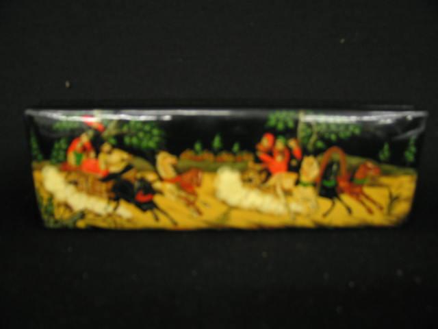 Appraisal: Russian Lacquerware Box horse cart scene x signed excellent