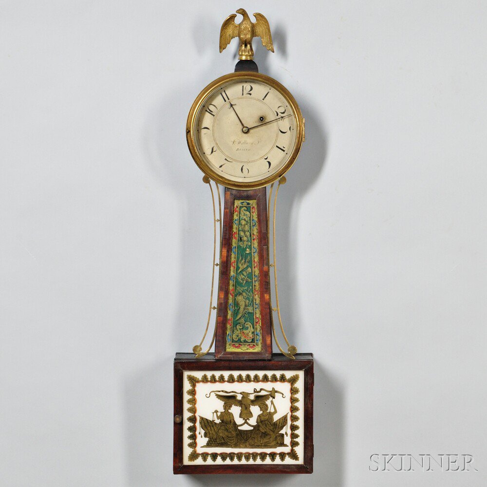 Appraisal: Simon Willard Jr Patent Timepiece or Banjo Clock c painted