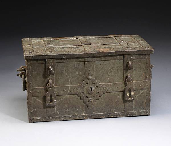 Appraisal: A German Baroque iron strong box late th century The