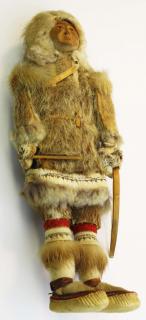 Appraisal: Ethel Washington - Alaskan Eskimo carved wooden doll w sealskin