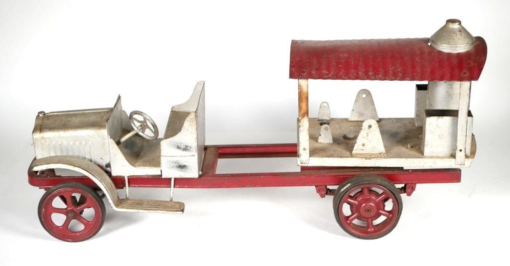 Appraisal: VINTAGE WHITE PRESSED STEEL TOY TRUCKToy truck with Big Boy