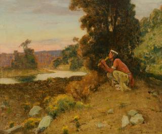 Appraisal: Eanger Irving Couse - The Piperoil on canvas laid on