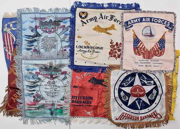 Appraisal: US WWII Army Air Corps Homefront Pillow Covers Lot of