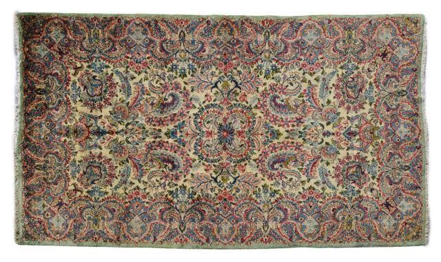 Appraisal: Hand-tied Persian Kerman rug approx ' l ' w