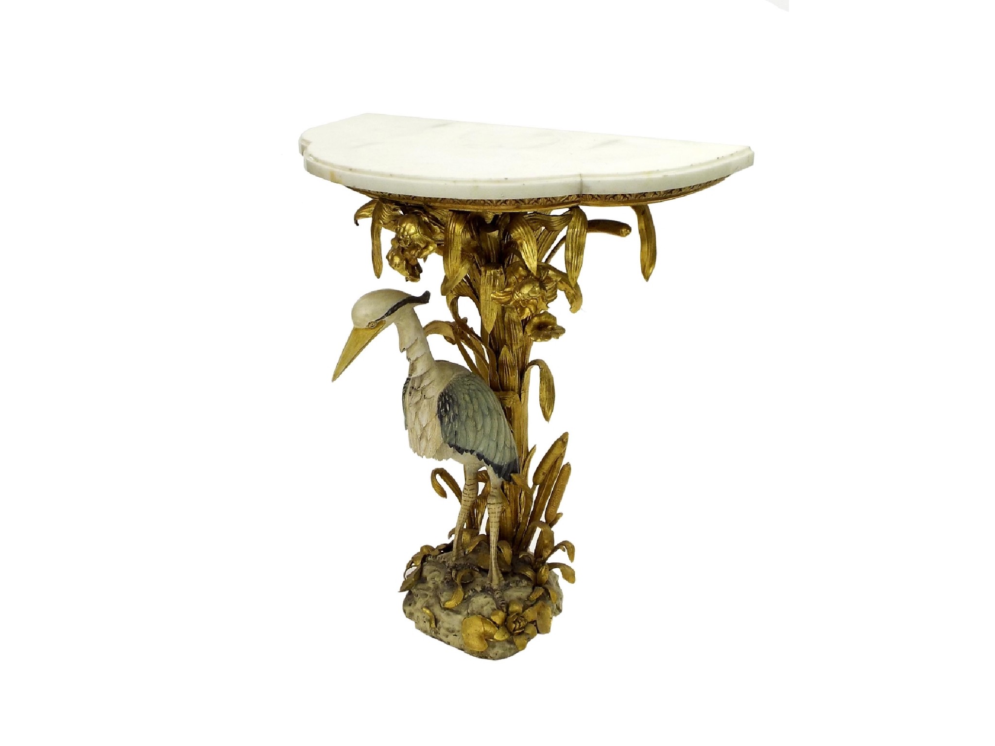 Appraisal: Interesting and decorative novelty carved giltwood console table with shaped