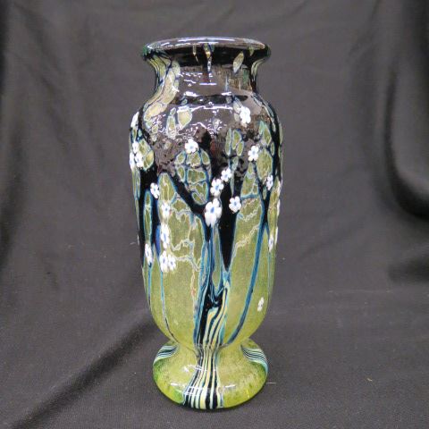 Appraisal: Orient Flume Art Glass Vase flowering vine bubble style signed