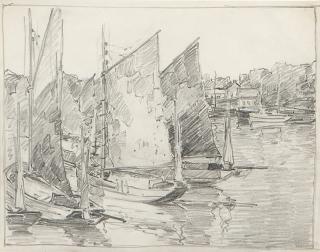 Appraisal: Edgar Alwin Payne ''Sailing Boats'' boats in a harbor unsigned