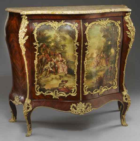 Appraisal: French ormolu-mounted Vernis Martin style commodehaving a serpentine marble top