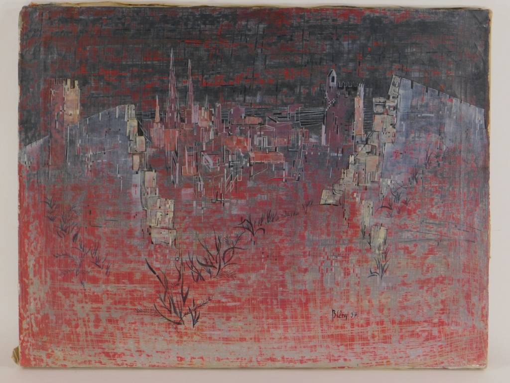 Appraisal: JACQUES BLENY SYNTHETIST PARISIAN SKYLINE PAINTING Jacques BlenyFrance th CenturyPost