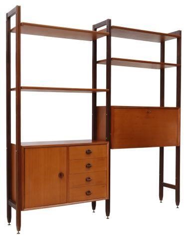 Appraisal: Italian mid-century modern teak modular wall unit c s vertical