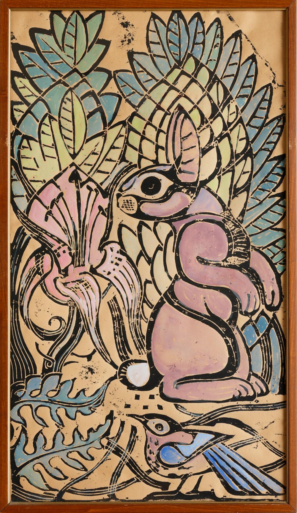 Appraisal: Walter Inglis Anderson American Mississippi - Doe Rabbit hand-colored woodblock