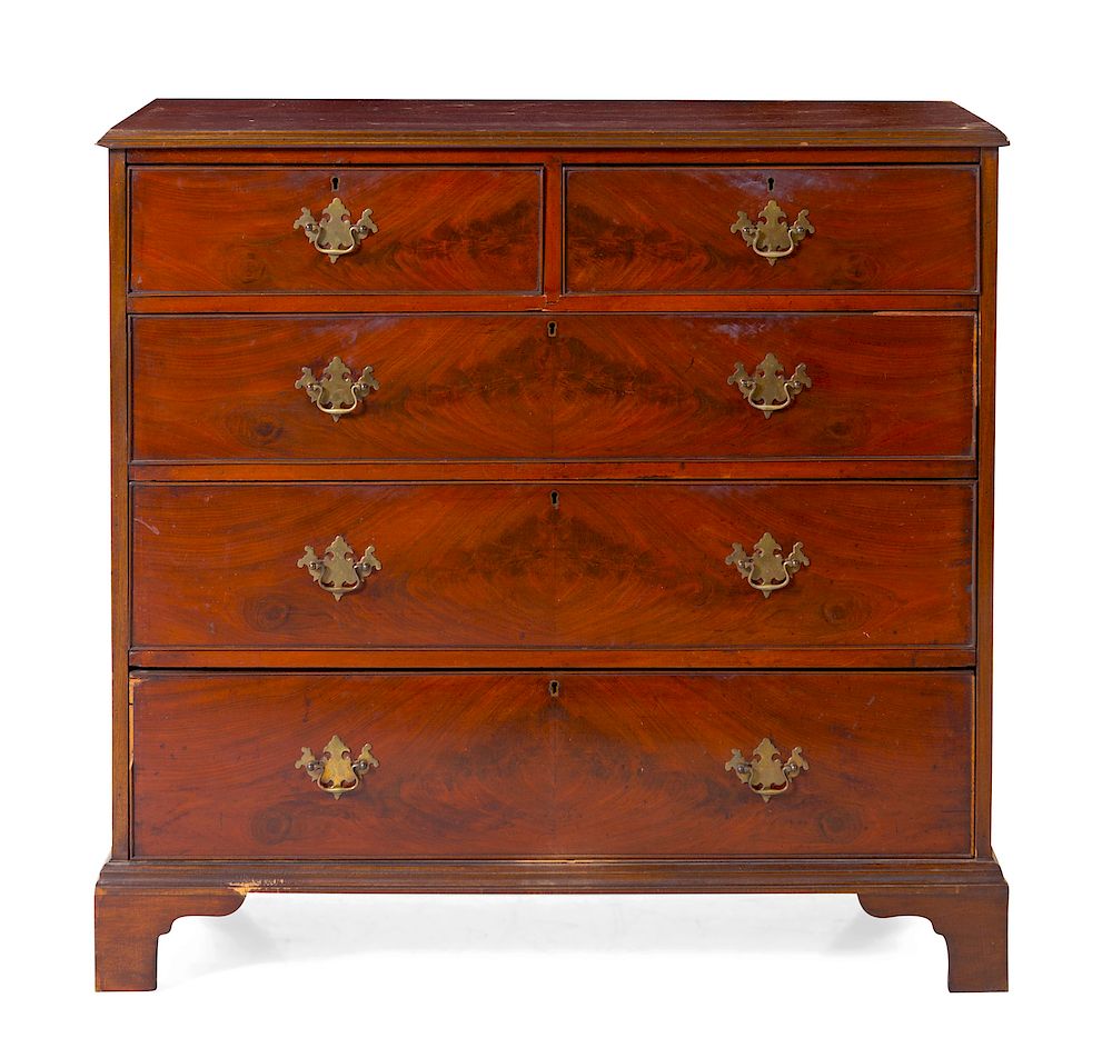 Appraisal: An English Mahogany Chest of Drawers TH CENT An English