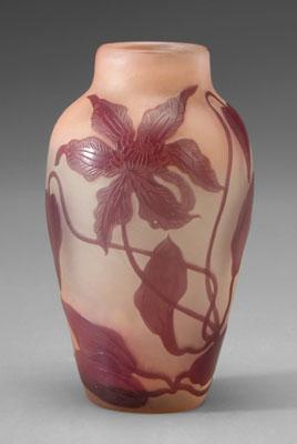 Appraisal: Galle cameo art glass vase floral and leaf decoration in