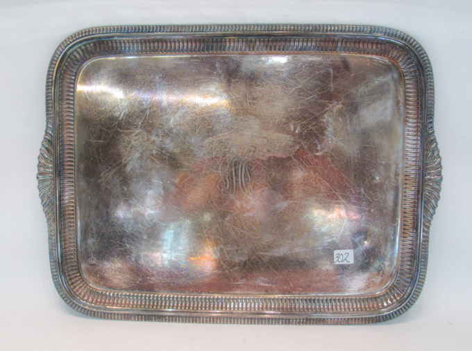 Appraisal: TIFFANY CO SILVER SOLDERED SERVING TRAY pattern of Length inches