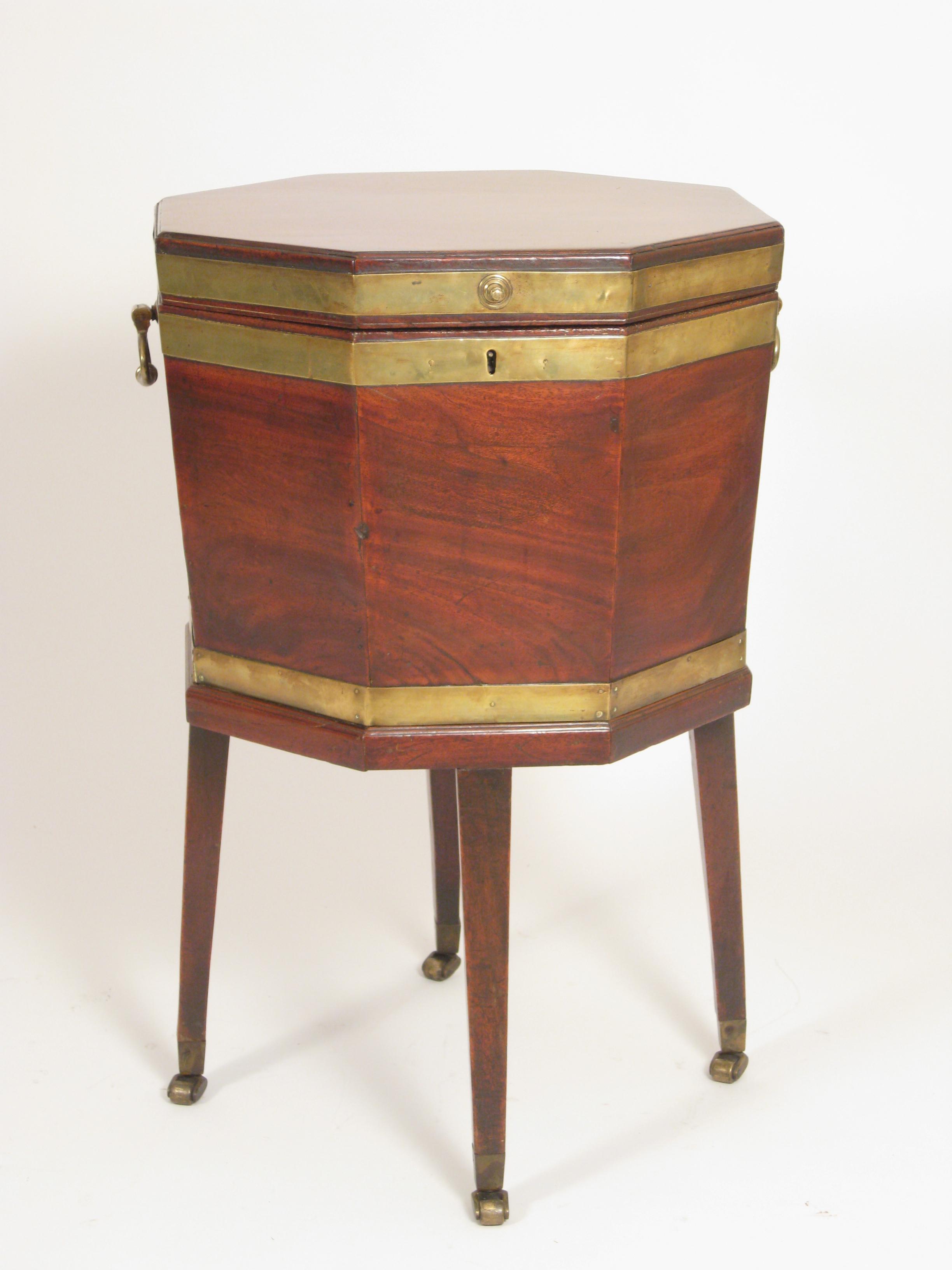 Appraisal: A George III brass bound mahogany octagonal Wine Cooler with