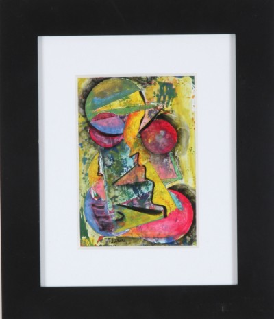 Appraisal: Two modernist composition pieces One x sight mixed media composition