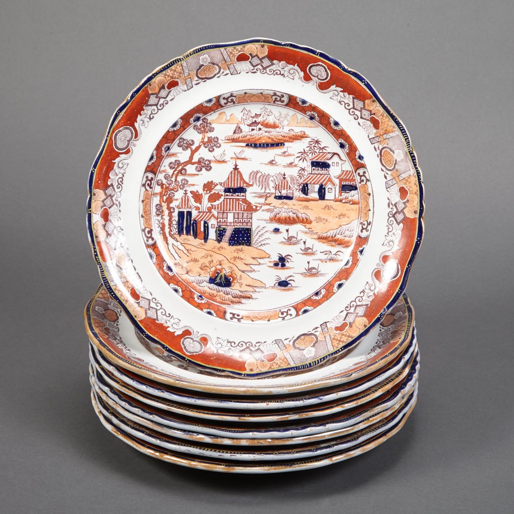 Appraisal: Set of Eight Ashworth Ironstone Plates Each in the Imari