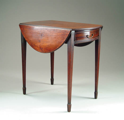 Appraisal: GEORGE III MAHOGANY PEMBROKE TABLE Bowed top with two D-shaped