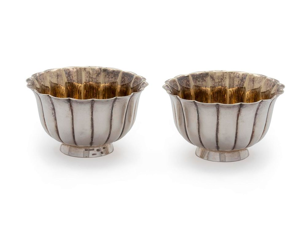 Appraisal: A Pair of Italian Silver Fluted Nut Bowls Height x