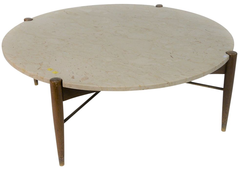 Appraisal: Round Bruno Mathsson Coffee Table with marble top height inches