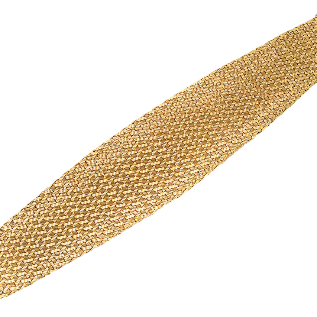 Appraisal: Woven Gold Bracelet kt with French assay mark maker's mark