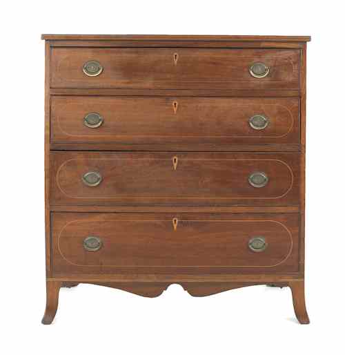 Appraisal: Pennsylvania Federal walnut chest of drawers ca with line inlaid