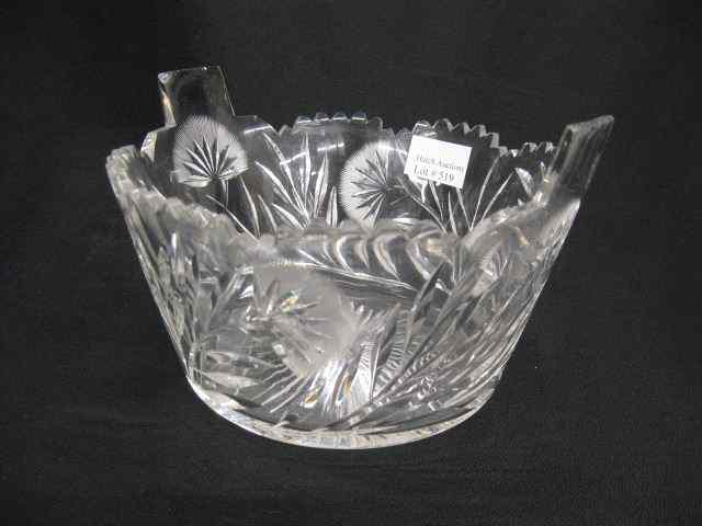 Appraisal: Clark Cut Glass Ice Bucket interesting floral signed late brilliant