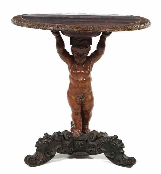 Appraisal: A Continental Carved Occasional Table the circular top with a