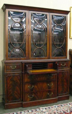 Appraisal: Vintage Mahogany Bubble Glass Breakfront with butler's drop down desk