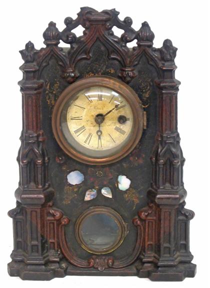 Appraisal: Cast metal front shelf clock continental mid th century