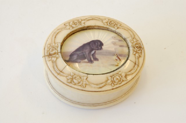 Appraisal: IVORY AND ENAMEL OVAL BOX