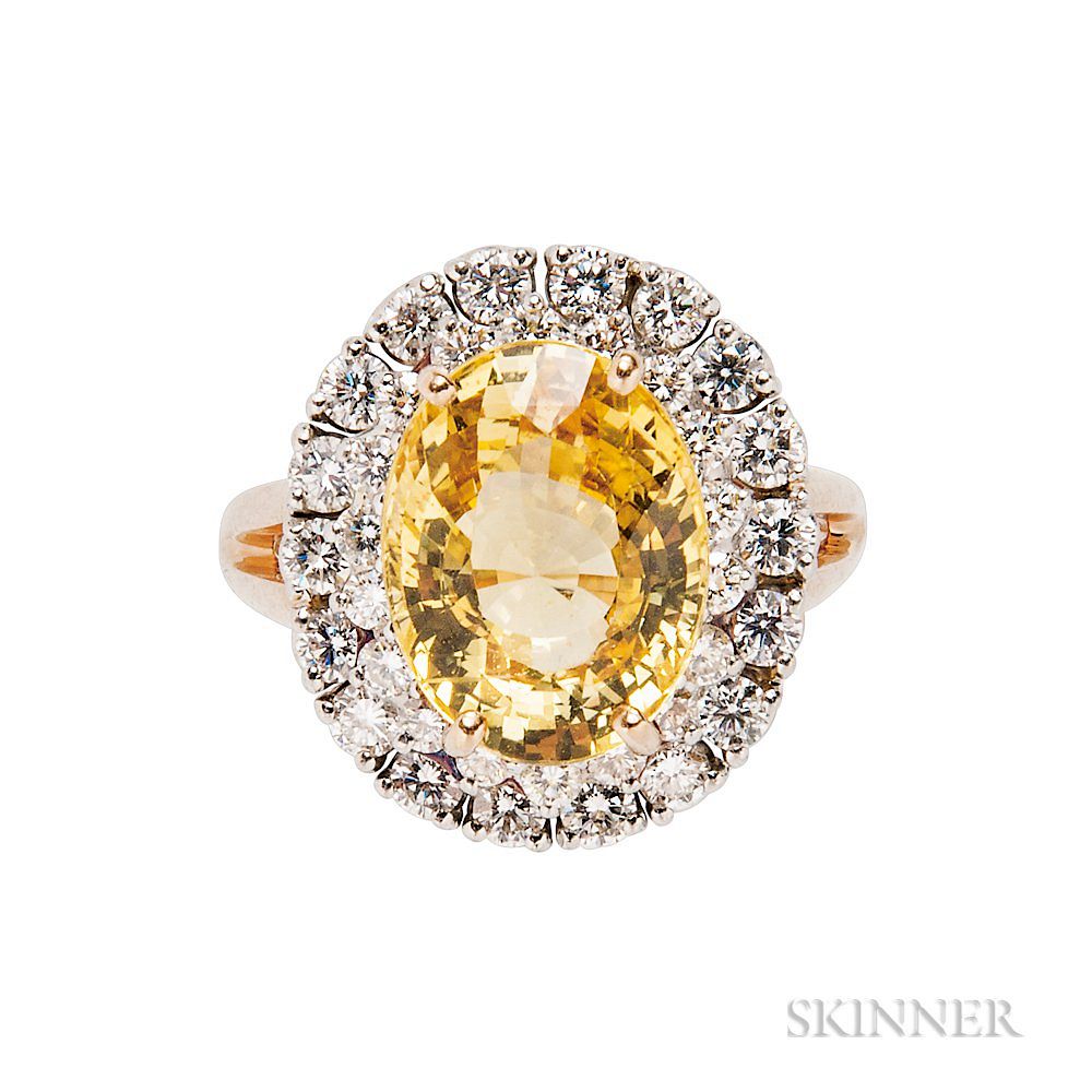 Appraisal: Yellow Sapphire and Diamond Ring Oscar Heyman Yellow Sapphire and