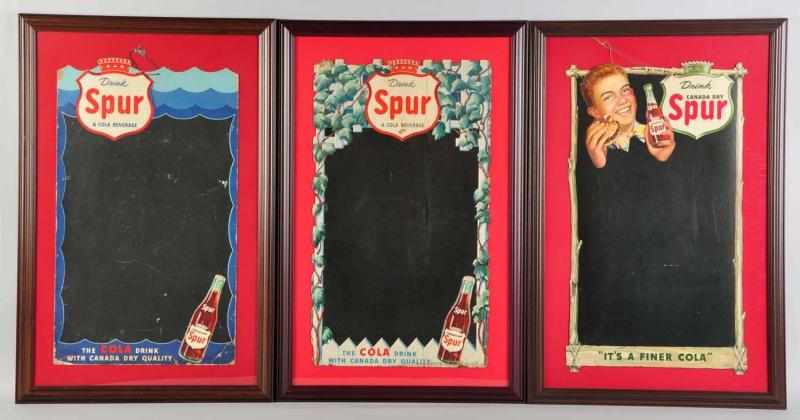 Appraisal: Lot of Cardboard Spur Menu Signs All are framed under