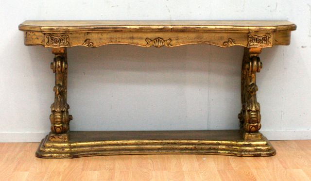 Appraisal: A th century gilt console table cms long cms wide