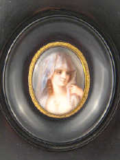 Appraisal: A hand painted portrait miniature on porcelain mounted as a