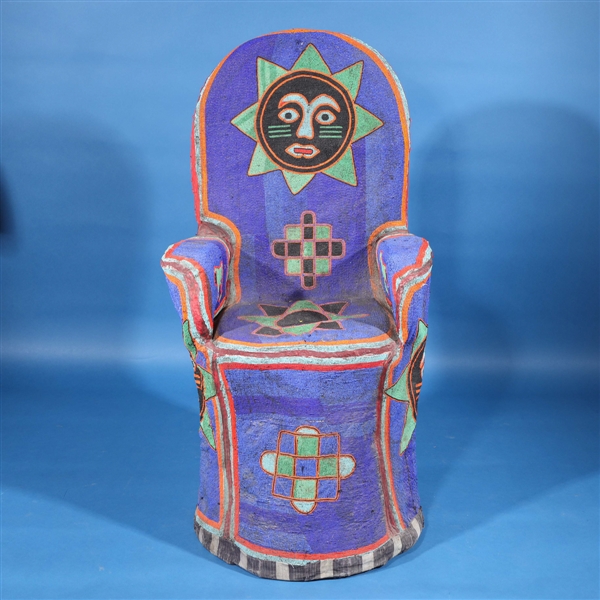 Appraisal: African hand beaded Yoruba chair with thousands of beads hand-strung