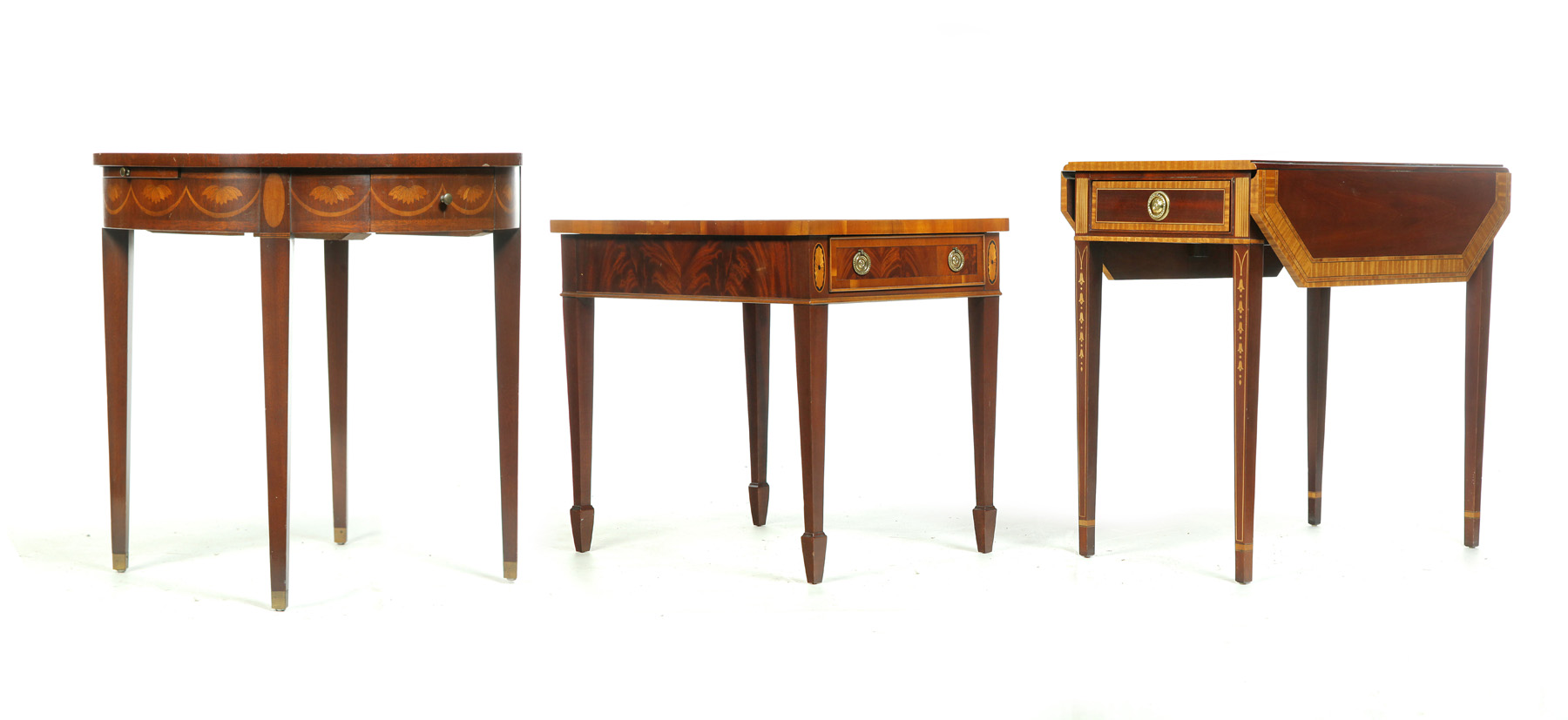 Appraisal: THREE HEPPLEWHITE-STYLE PIECES OF FURNITURE Twentieth century Includes a round