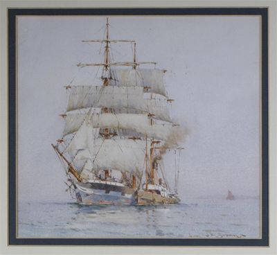 Appraisal: Samuel John Milton Brown - A merchant clipper at anchor