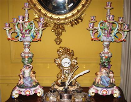 Appraisal: Pair of Capodimonte seven light figural candelabralate th early th